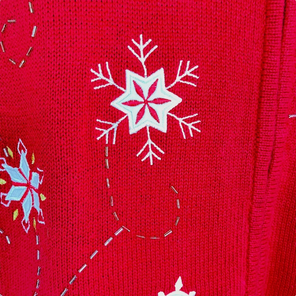 Southern Lady II Red Snowflake Sweater Vest Size 1X - Picture 5 of 7
